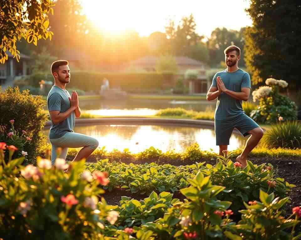 young man's engaged in various healthy lifestyle activities